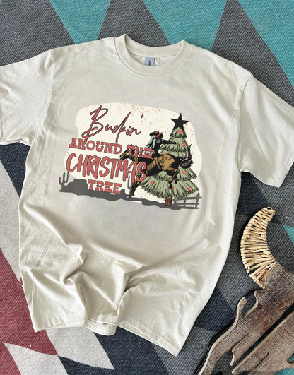 Buckin’ Around the Christmas Tree Tee or Crewneck