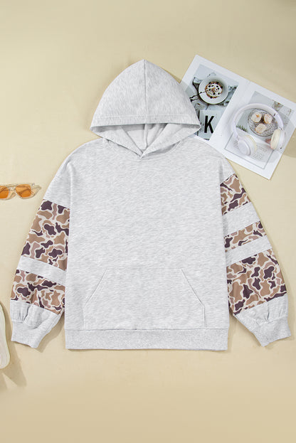 Light Grey Camo Patchwork Hoodie