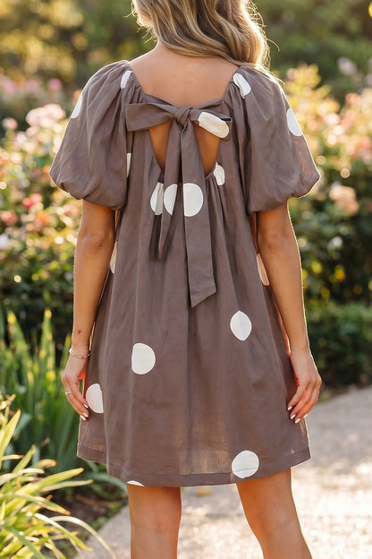 Cider Polka Dot Puff Sleeve Mini Dress