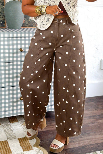 Peach Stand Polka Dot Barrel Jeans