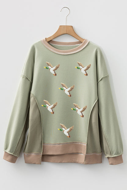 Sequin Mallard Waffle Patchwork Sweatshirt