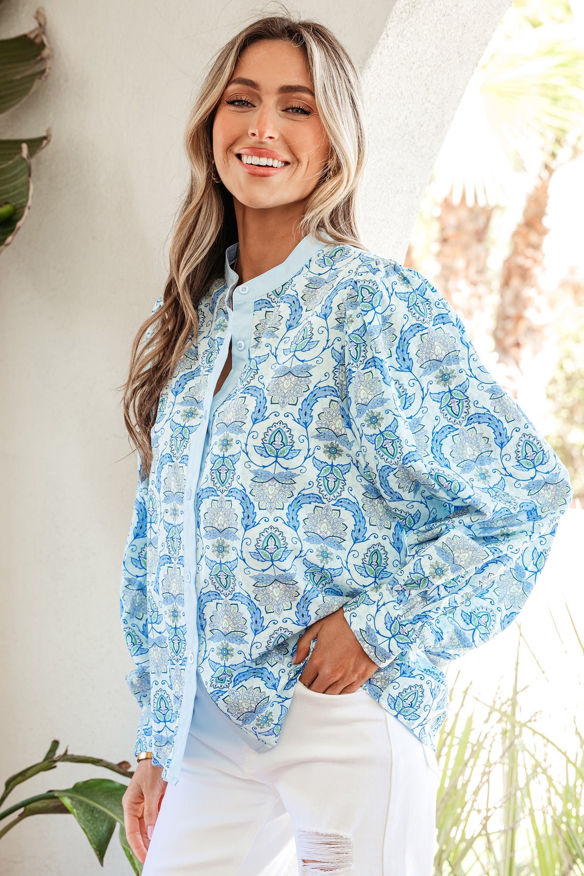 Paisley Puff-Sleeve Shirt