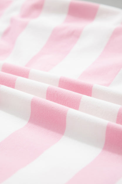 Pink Stripe Half-Zip Pants Set
