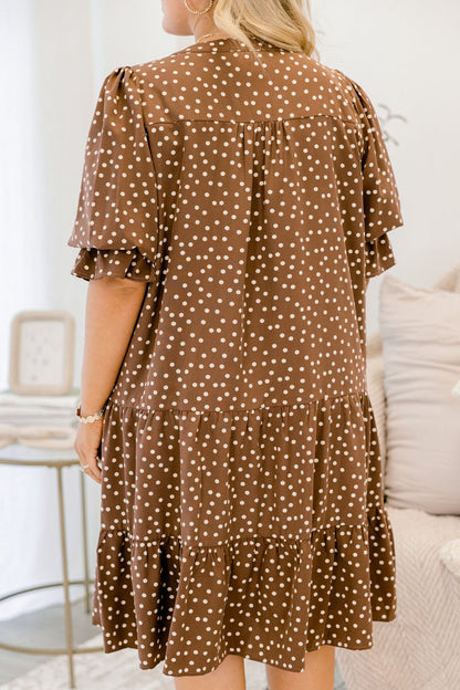 Polka Dot V-Neck Shift Dress