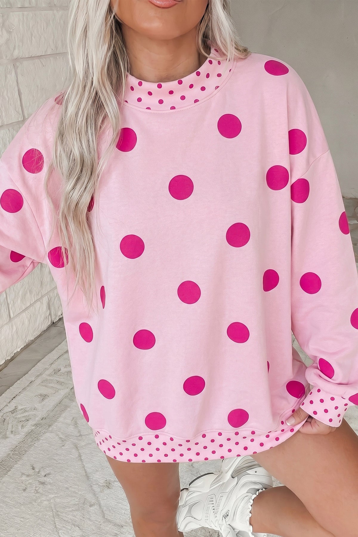 Polka Dot Contrast Tunic Sweatshirt