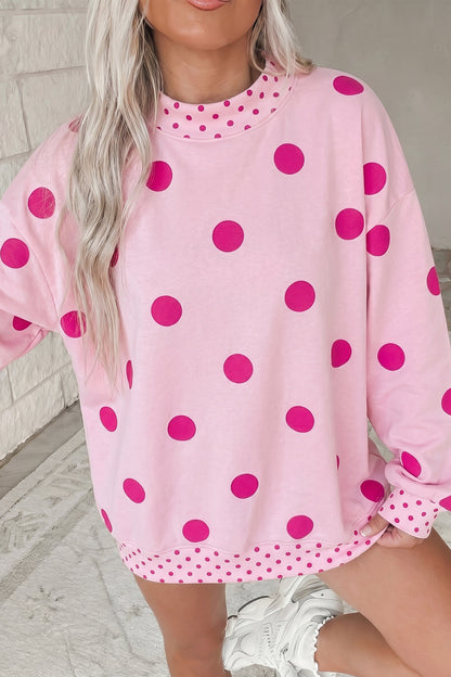 Polka Dot Contrast Tunic Sweatshirt