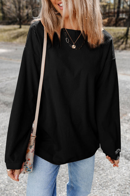 Ribbed Corduroy Oversized Sweatshirt