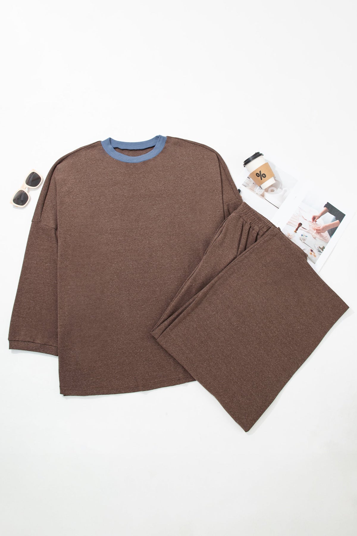 Plus Size Cocoa Colorblock Lounge Set