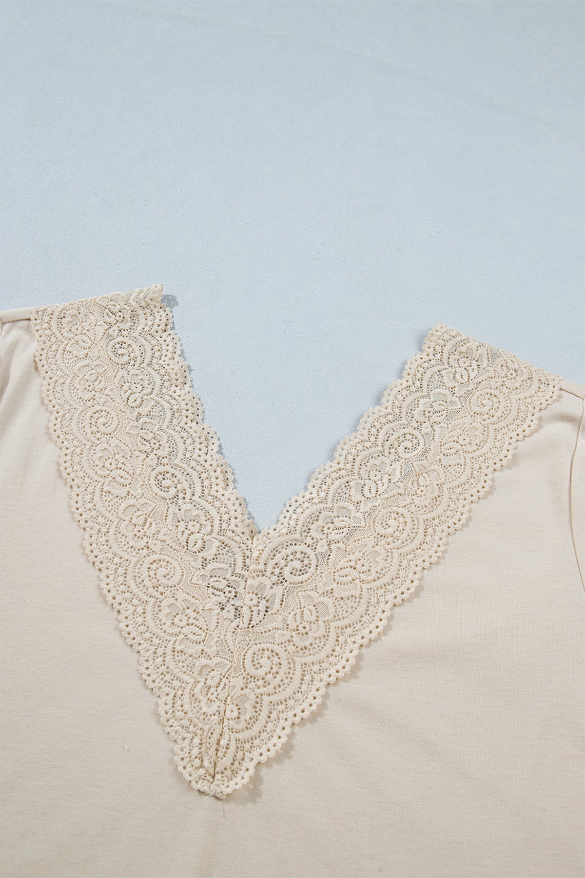Lace-Trim V-Neck Long-Sleeve Top
