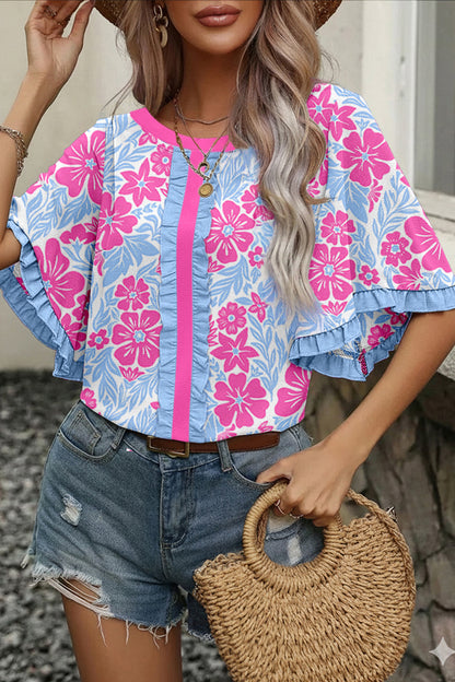 Cedar Creek Floral Ruffle Blouse