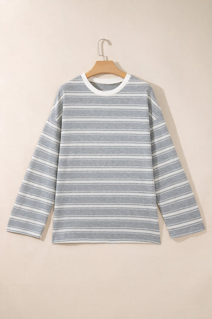 Gray Stripe Relaxed Tunic Top