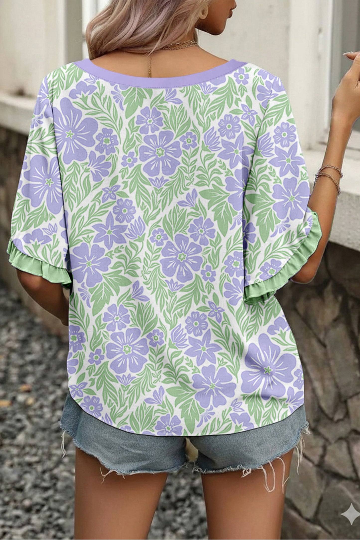 Cedar Creek Floral Ruffle Blouse