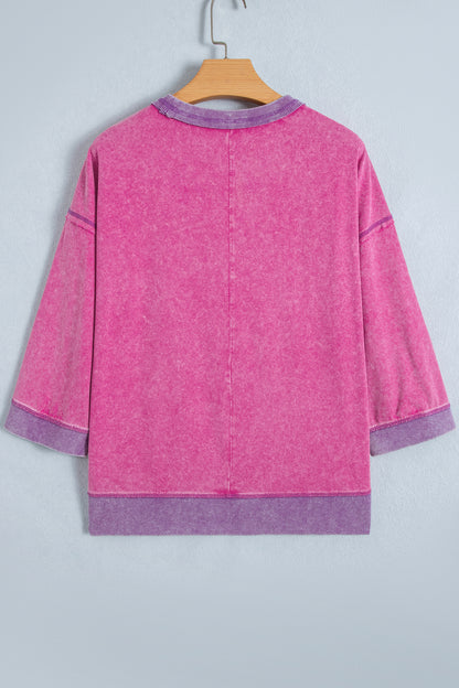 Strawberry Mineral Wash Contrast Top