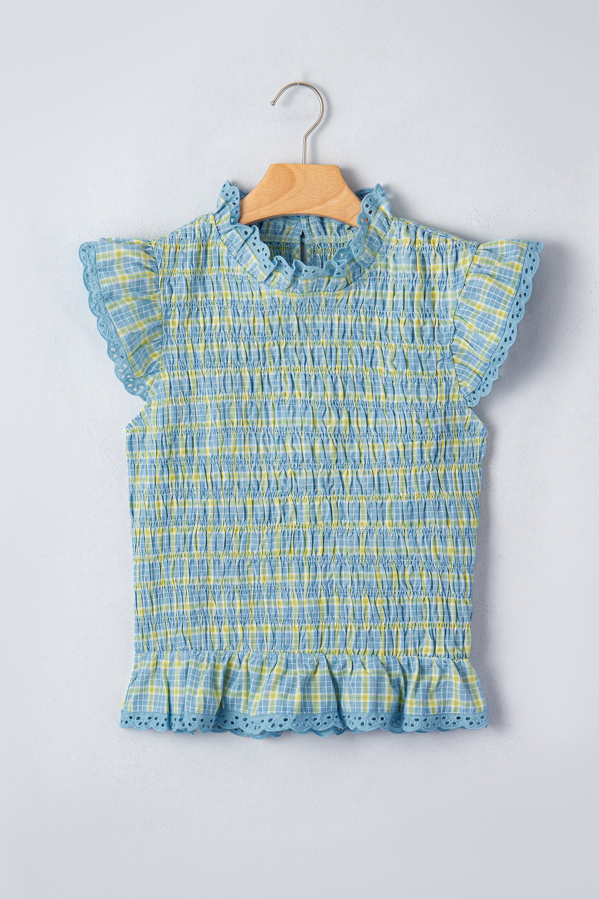 Gingham Lace-Trim Tank