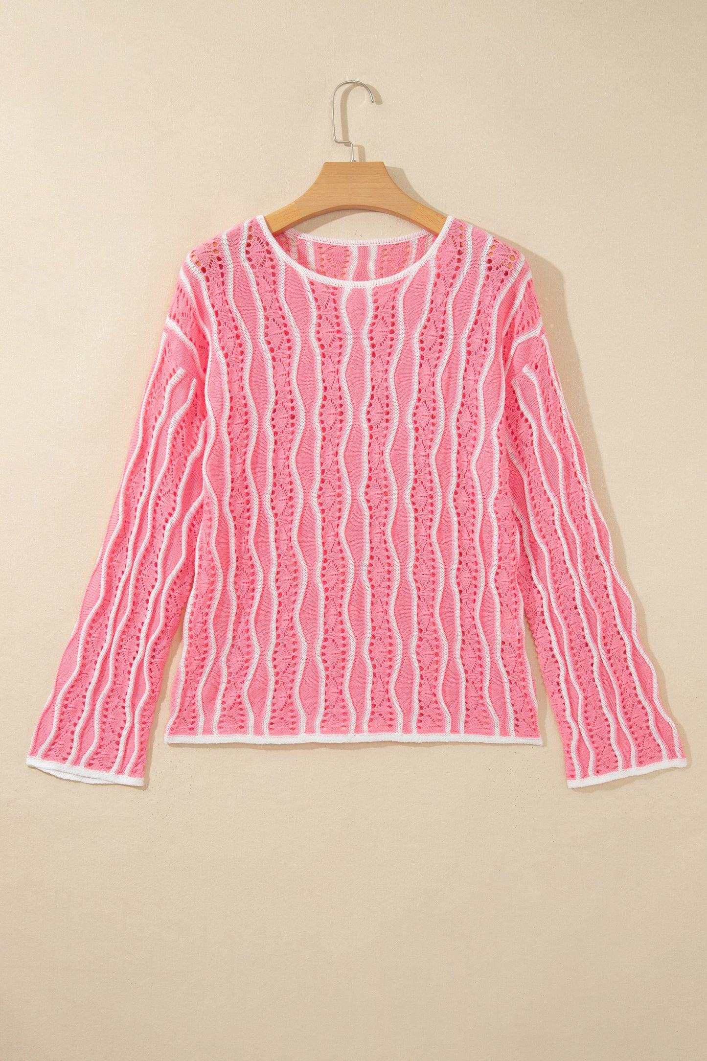 Cloud Nine Wavy Eyelet Knit Sweater