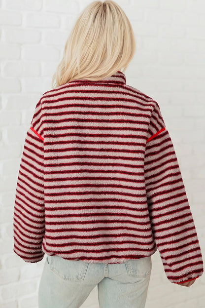 Berry Stripe Fleece Pullover — view 3