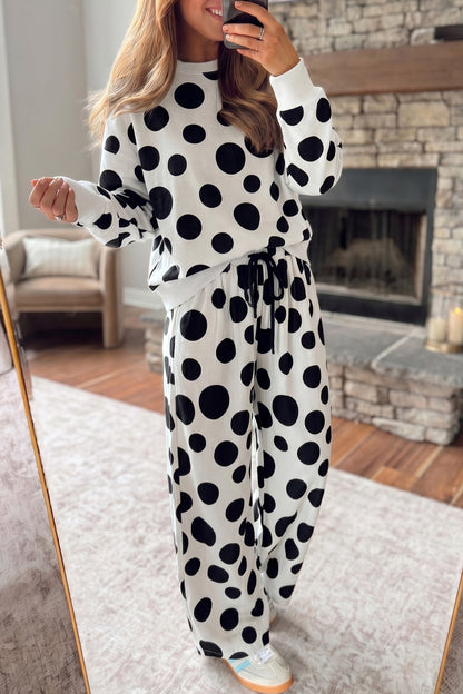 Khaki Polka Dot Relaxed Pant Set