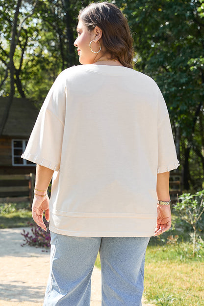 Beige Pearl Detail Tee