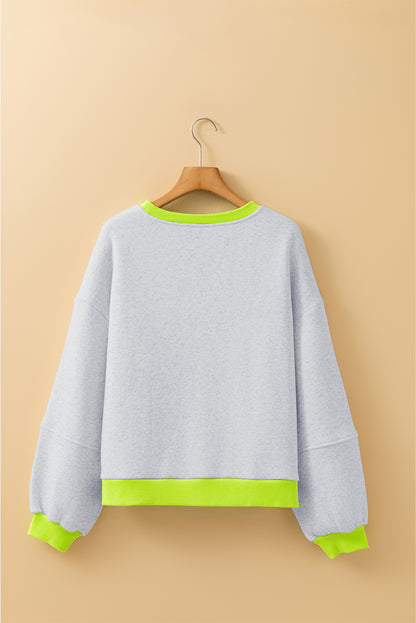Colorblock Puff-Sleeve Sweatshirt