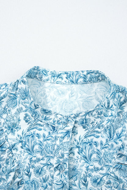 Allover Floral Puff-Sleeve Shirt