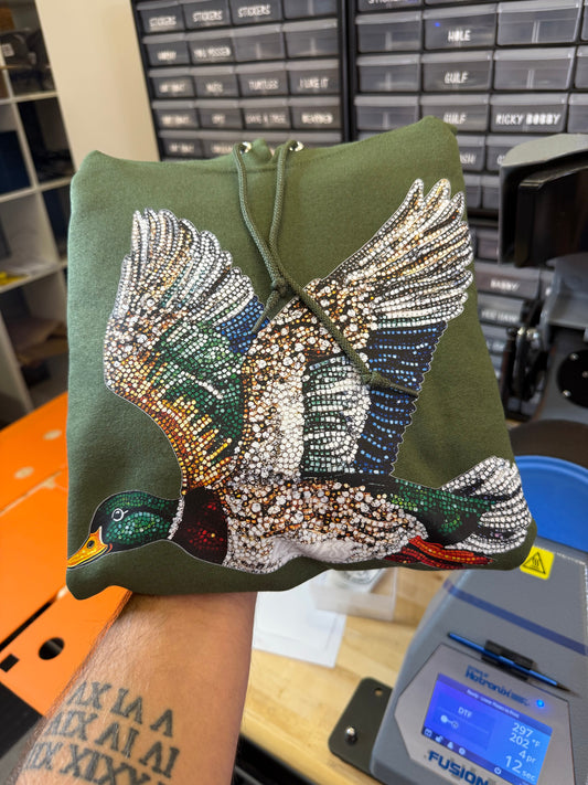 Faux Rhinestone Mallard Duck Hoodie