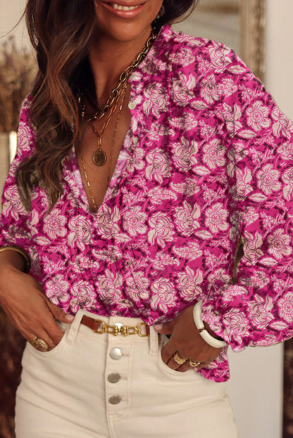 Wildflower Floral Pleated Puff Sleeve Blouse