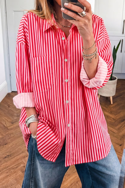 Striped Pocket Button-Up Shirt
