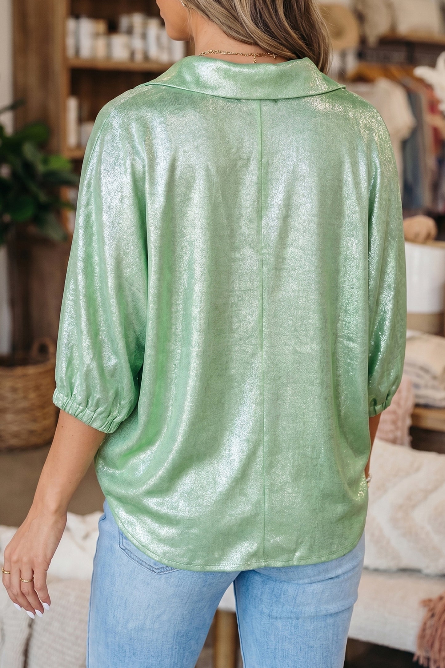 Starlit Metallic Collared Top