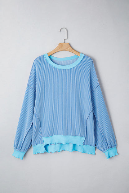 Twisted-Rib Drop-Shoulder Knit Top