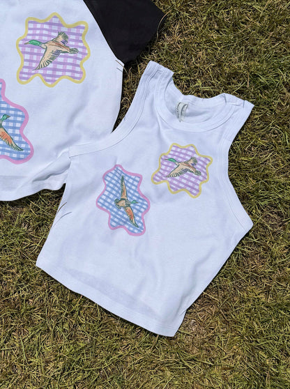 Gingham Mallards Cropped Tank