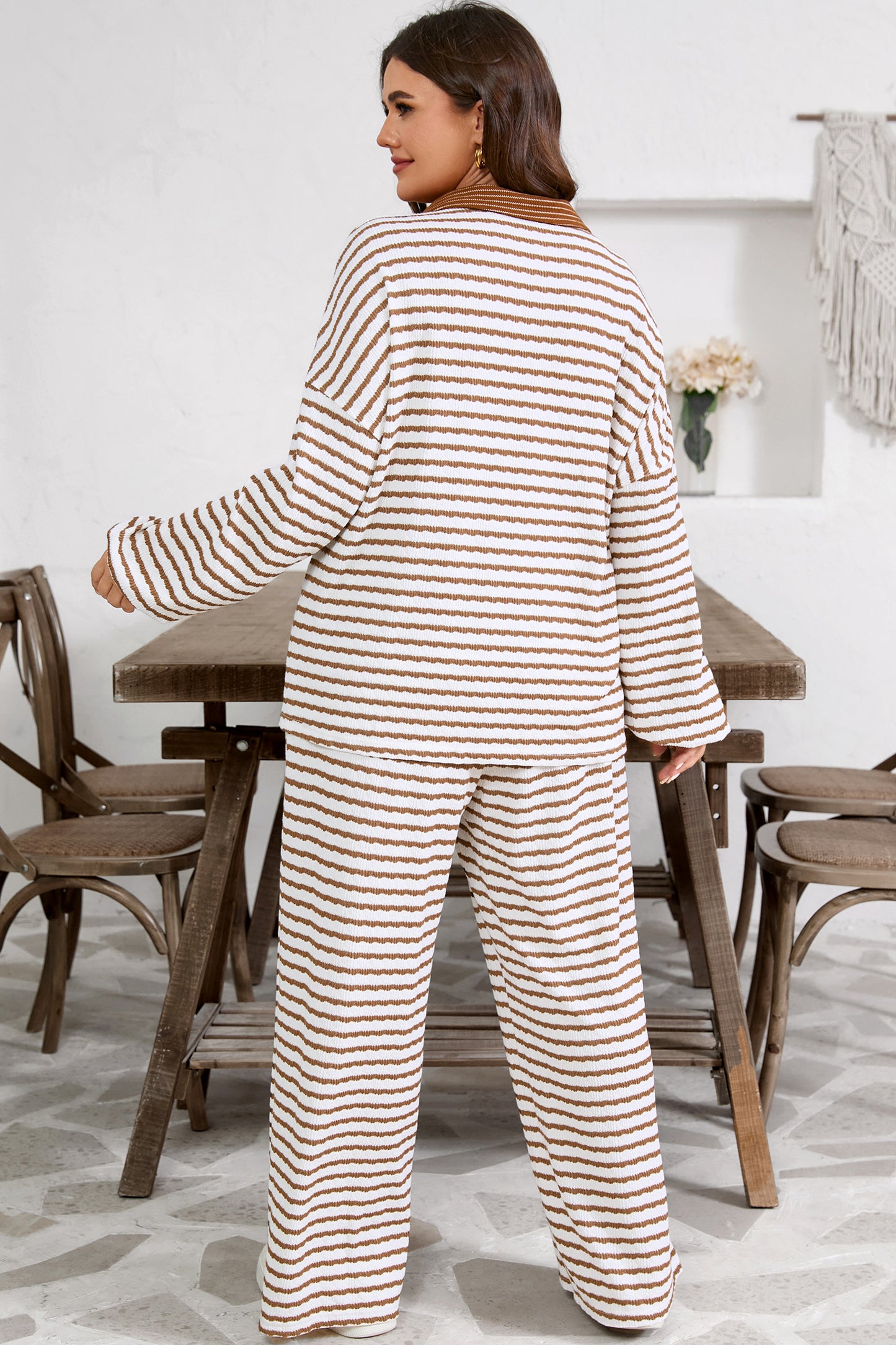 Willow Striped Plus Size Wide Leg Pants Set