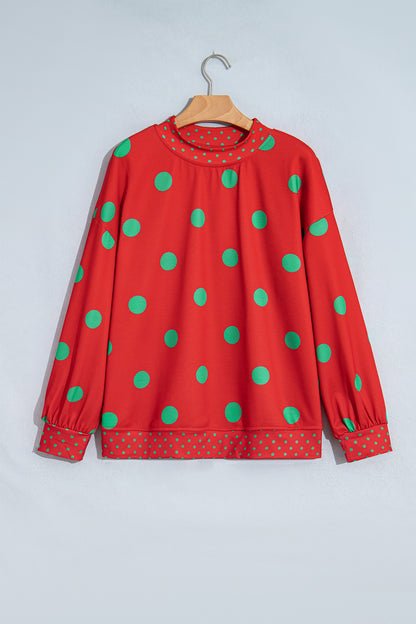 Polka Dot Contrast Tunic Sweatshirt