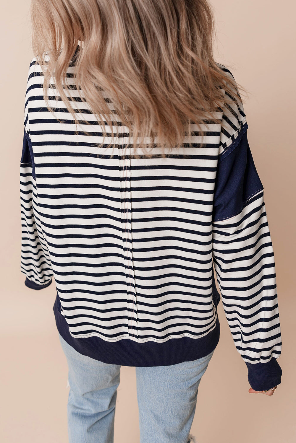 Striped Exposed-Seam Sweatshirt