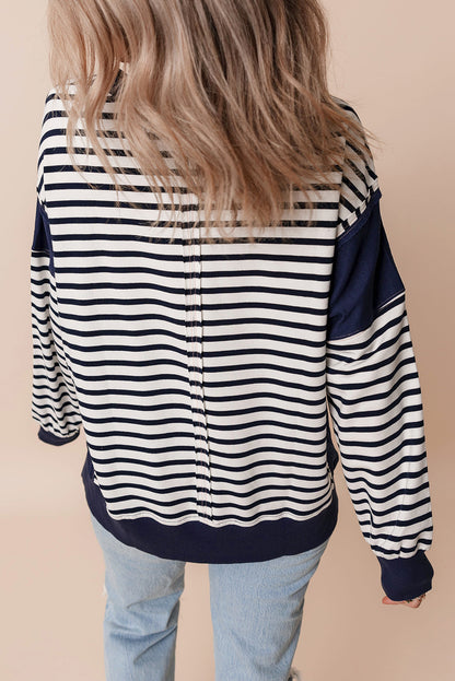 Striped Exposed-Seam Sweatshirt