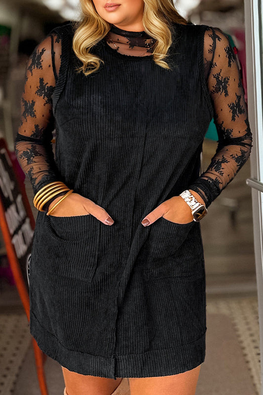 Corduroy Patch-Pocket Mini Dress