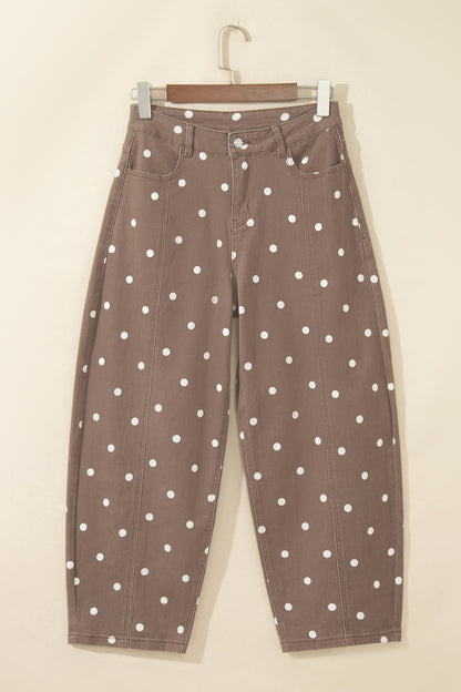 Peach Stand Polka Dot Barrel Jeans
