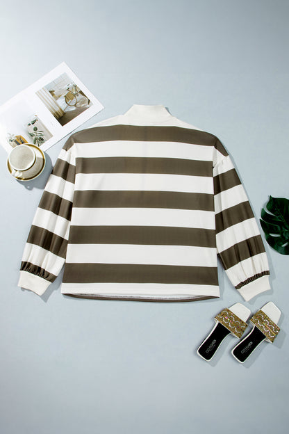 Green Stripe Half-Zip Sweatshirt