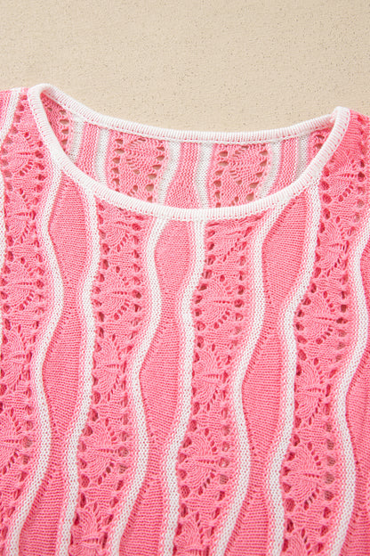 Cloud Nine Wavy Eyelet Knit Sweater