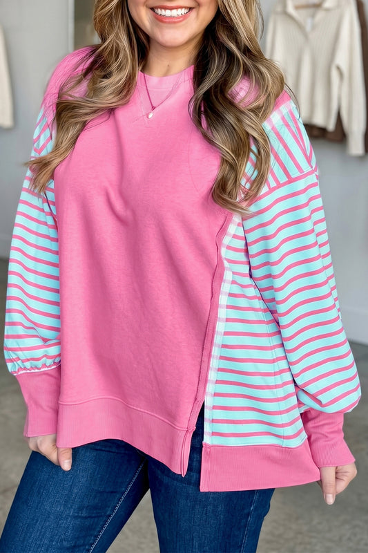 Striped Colorblock Tunic Sweatshirt