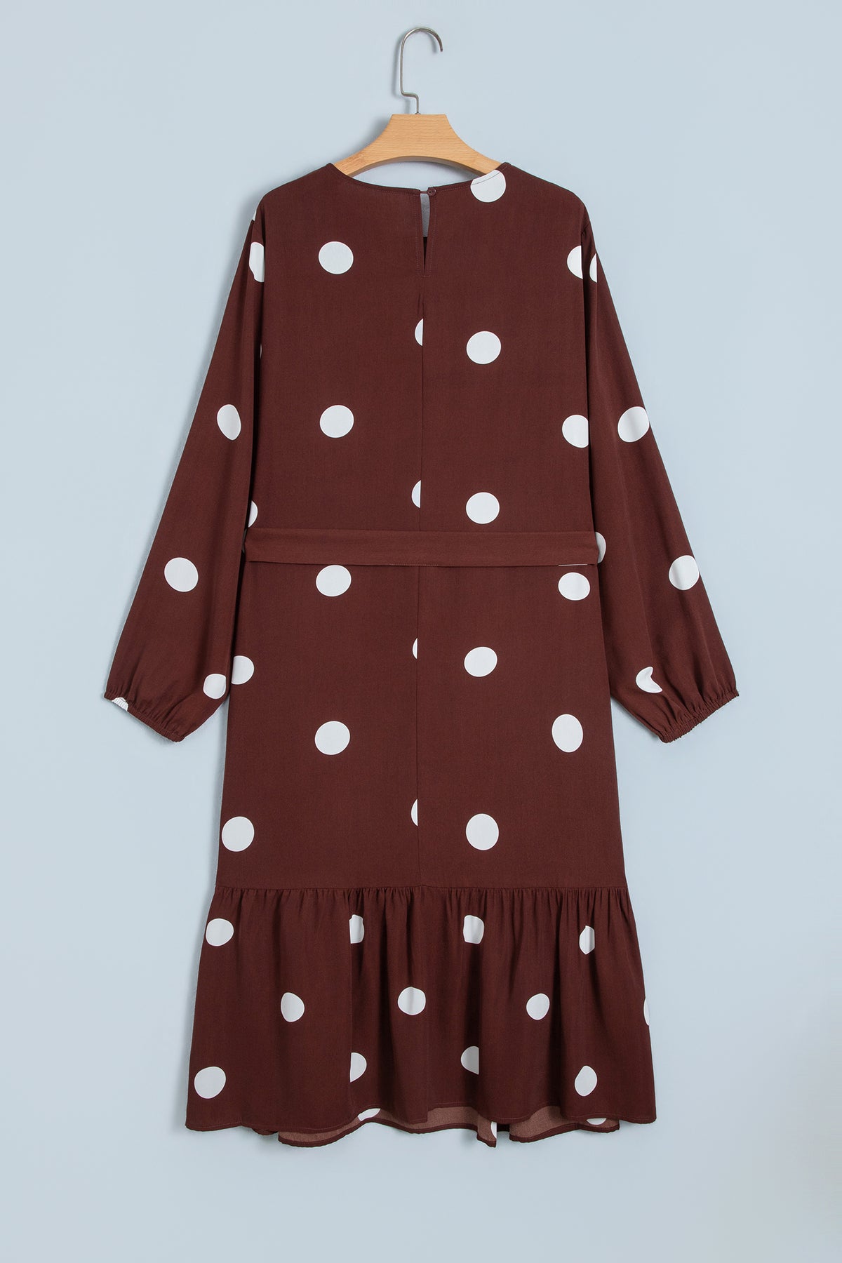 Brown Polka Dot Tie-Waist Dress