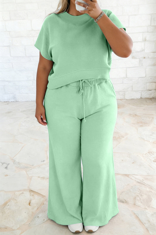 Willow Lane Plus Size Ribbed Pant Set