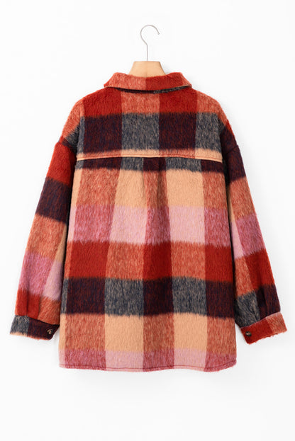 Orange Plaid Pocket Jacket