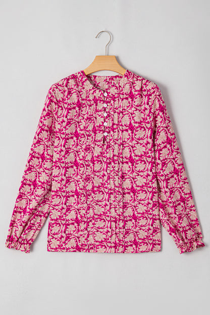 Wildflower Floral Pleated Puff Sleeve Blouse