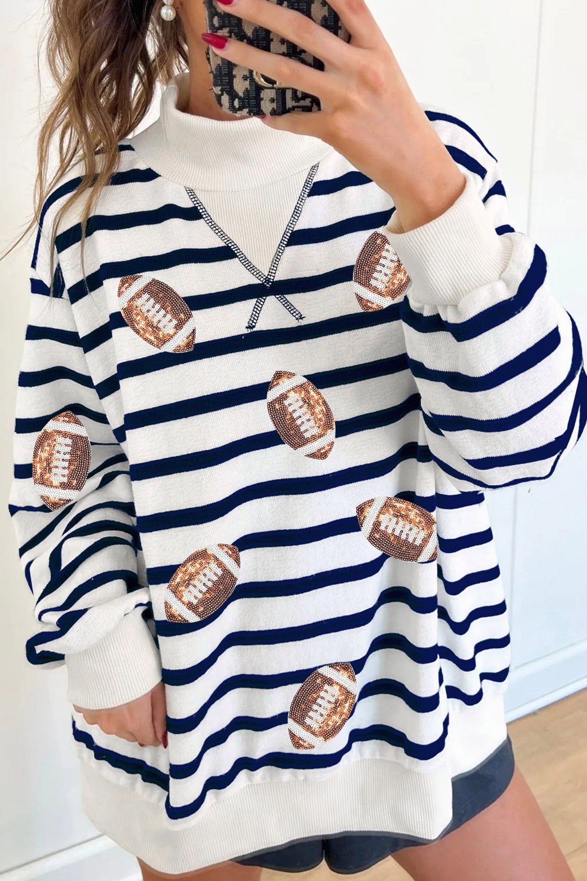 Striped Sequin Rugby Sweatshirt