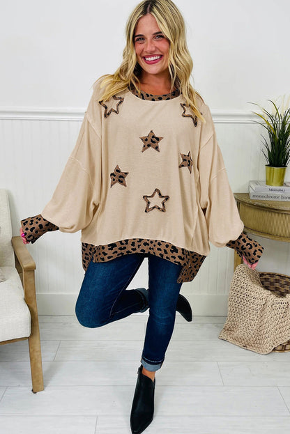 Leopard Star Raw-Seam Sweatshirt
