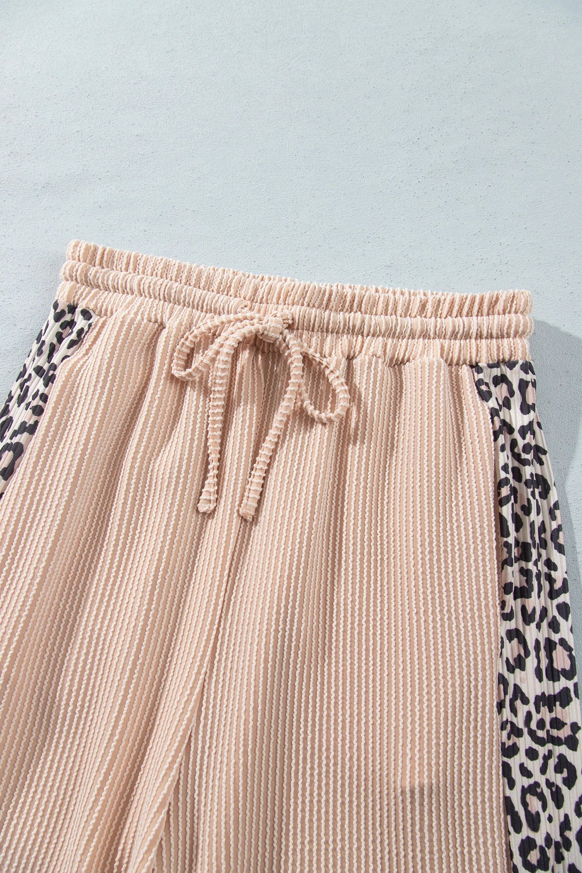 Leopard Patchwork Corded Knit Top & Pants Set