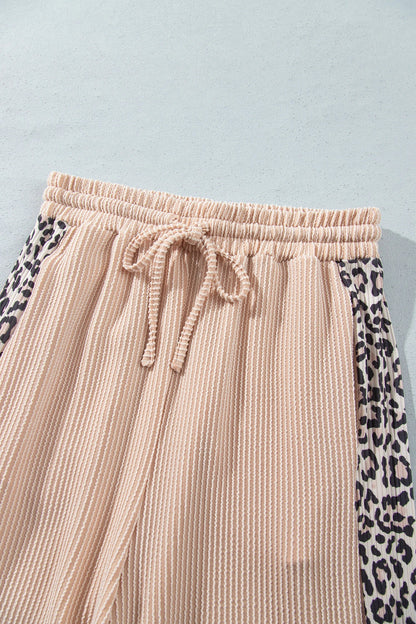 Leopard Patchwork Corded Knit Top & Pants Set