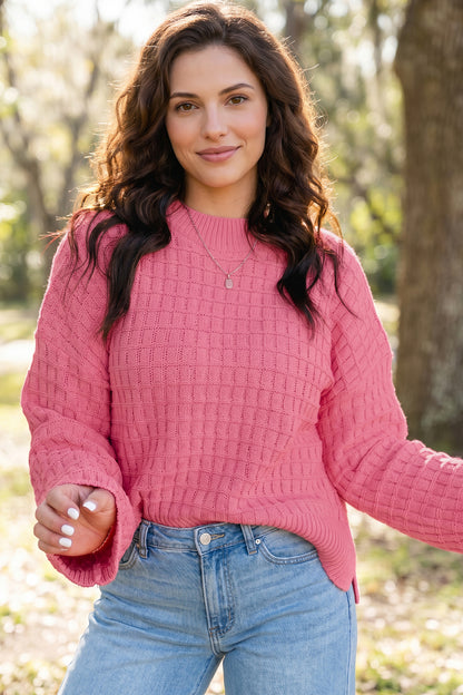 Peach Bloom Drop Shoulder Sweater