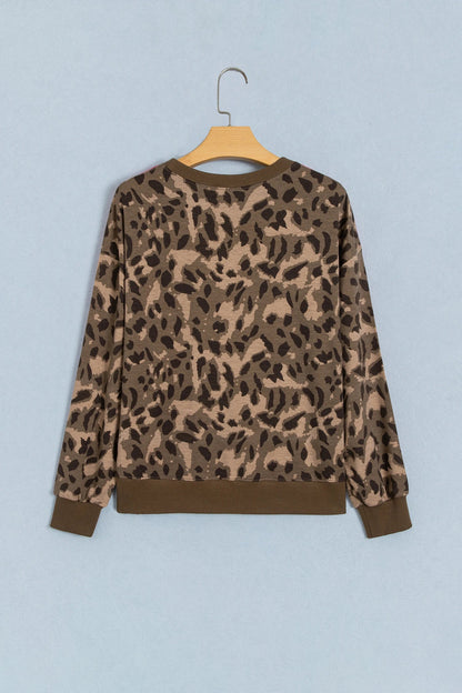 Leopard Contrast Stripe Long Sleeve Sweatshirt — product image 3