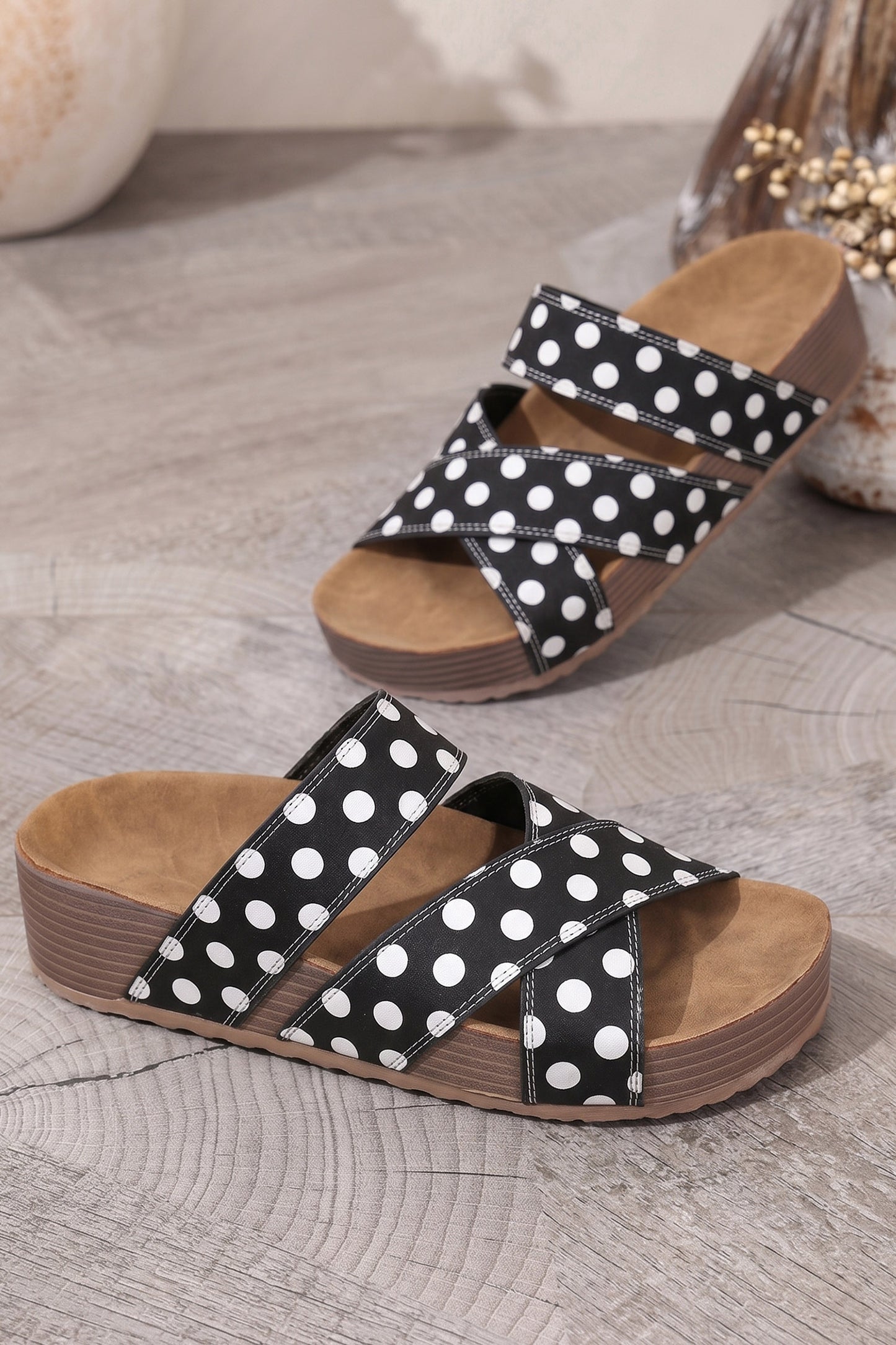 Meadow Polka Dot Suede Slippers
